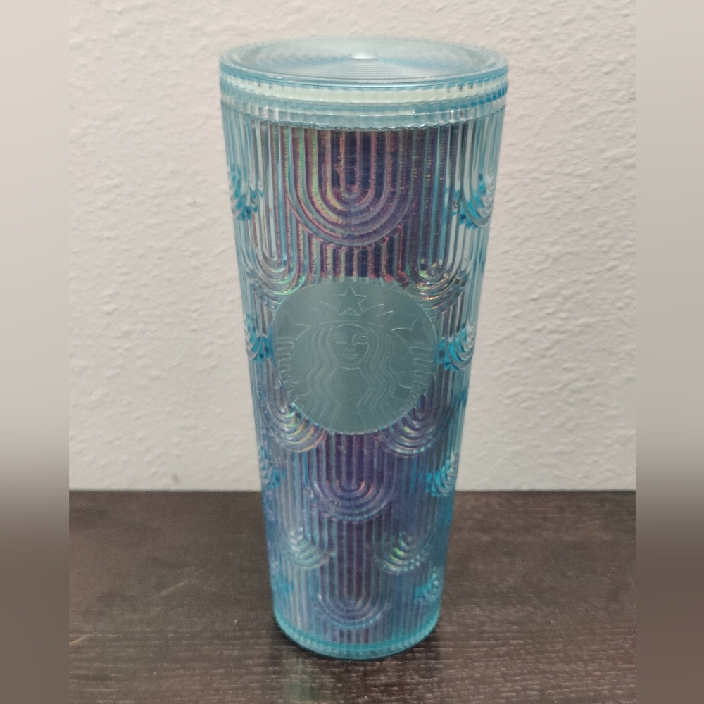 Starbucks Spring 2022 Mermaid Green Iridescent Rainbow Clear 24oz Venti Tumbler